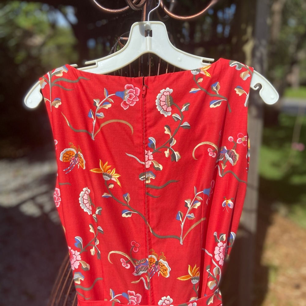 Vintage Ralph Lauren singular cotton red pagoda handcrafted dress two pockets - Picture 4 of 6